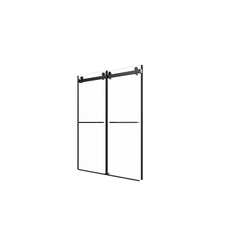 56"-60"W x 76"H Frameless Shower Door, Double Sliding Shower Door, 3/8'' (10mm) Clear Tempered Glass Shower Enclosure with Square Rail,Double Side Easy Clean Coat, With Buffer