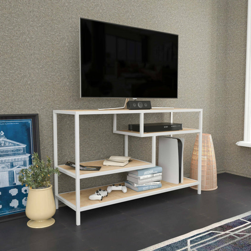 Alfread Unfinished TV Stand for TVs up to 60", White/Oak
