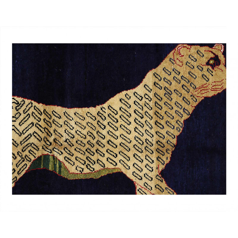 Tapis bleu marine en laine 3 pi 3 po x 4 pi 9 po Makyah