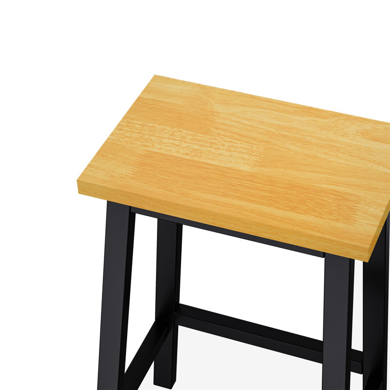 K&K Solid Wood Bar Stools, Black