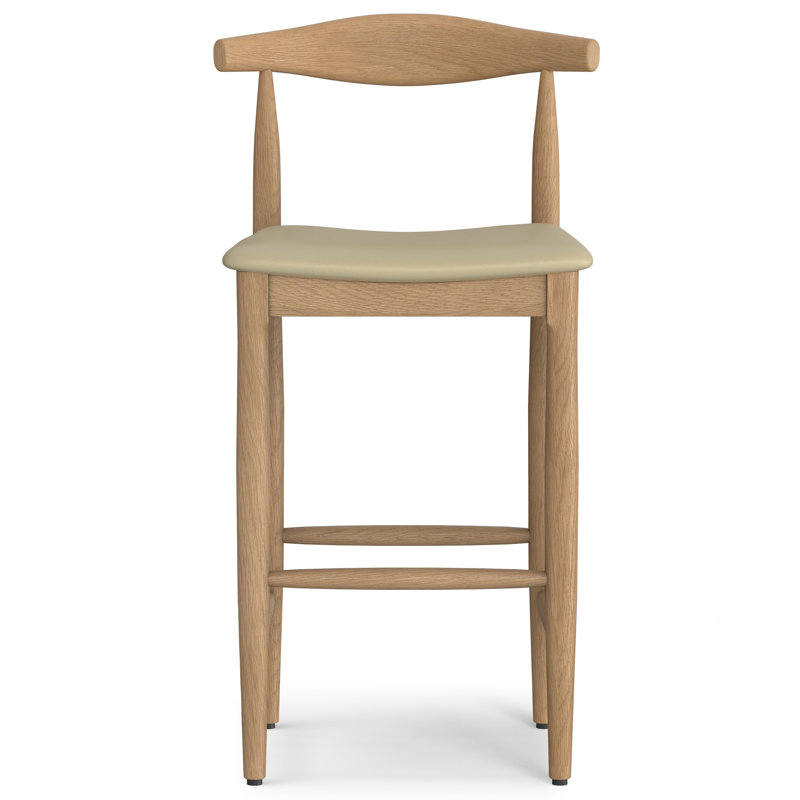 Tabouret de bar Mid-Century rembourré Molly, Siège beige / structure naturelle
