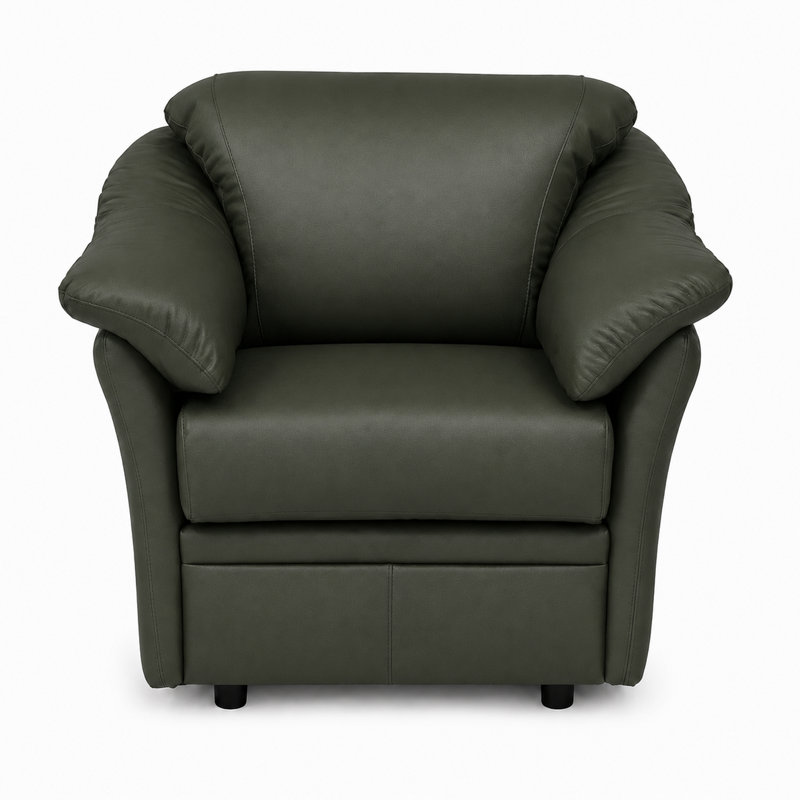 Chaise en cuir fleur Ramdev, Cuir véritable gris anthracite, Chaise