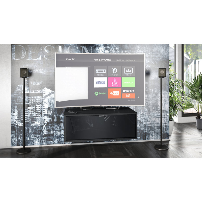 Mccaffrey Unfinished TV Stand for TVs up to 55", Black/Black High Gloss