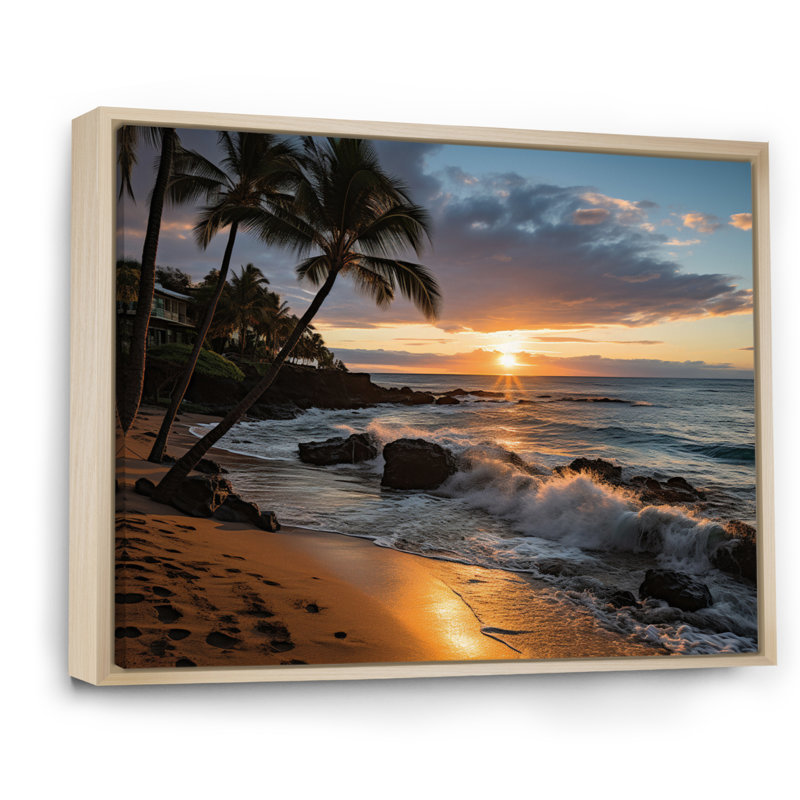 «Aloha Tropical Dreamscape I - Maui», art mural, H 16 po x l 32 po x P 1 po, Cadre naturel flottant