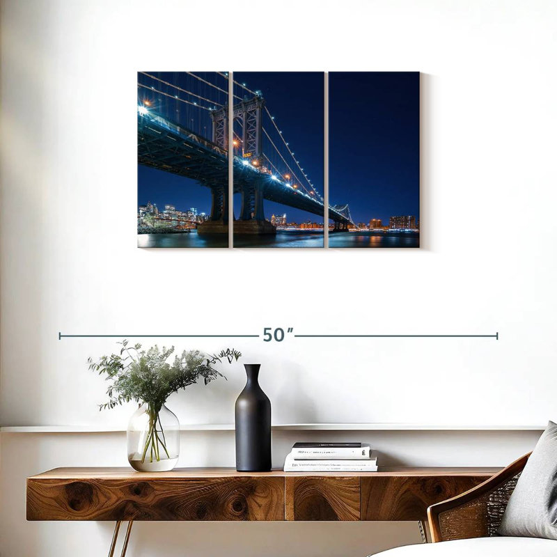 Lilie NYC Bridge At Night, H 20 po x l 33 po