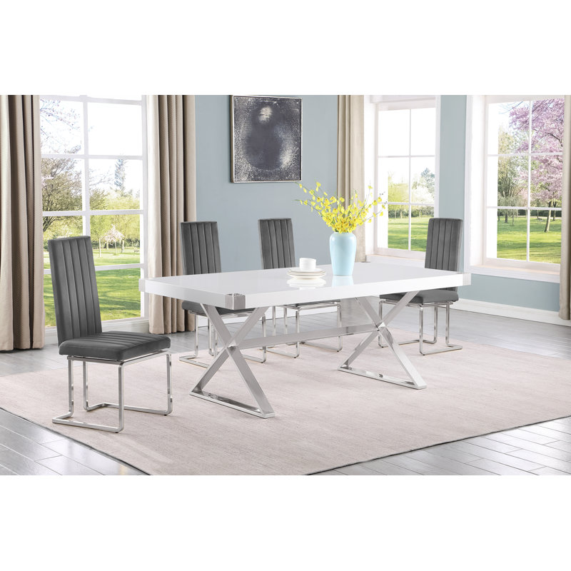 Ensemble repas 5 ou 7 pièces Ziona, 5, Gris / argent, Argent argent