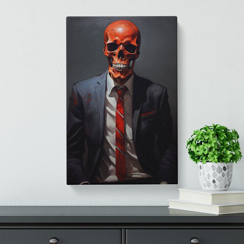 Skeleton in a Suit Painting No.3 - Wrapped Canvas, 60cm H x 40cm W x 3cm D