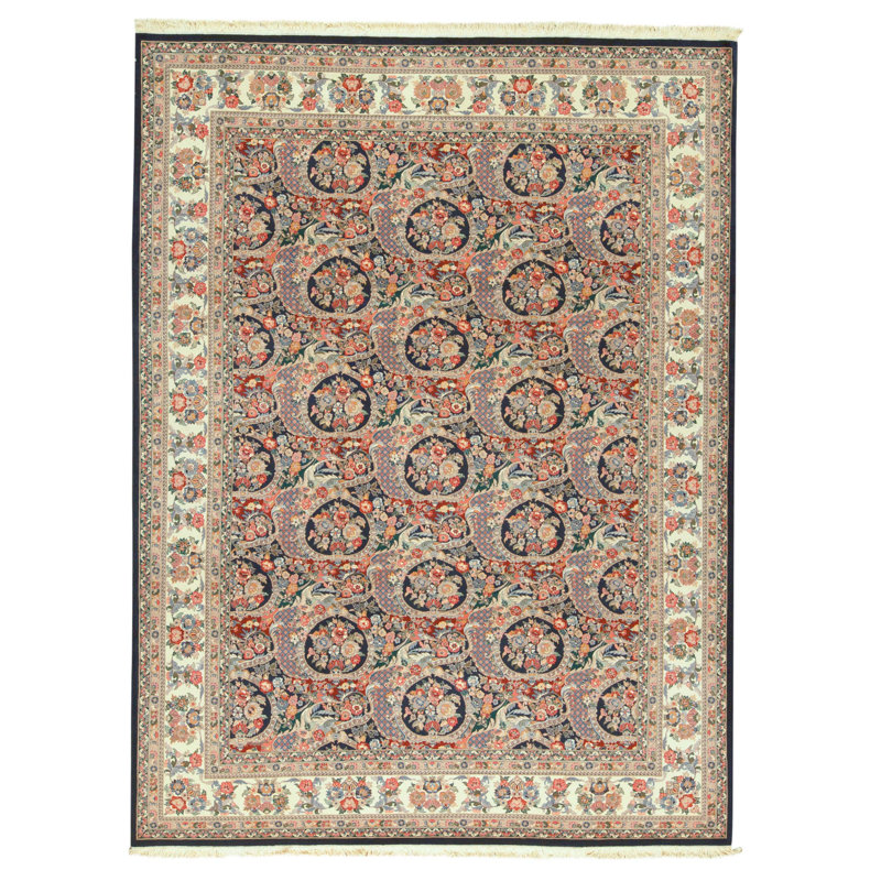 Tapis rectangulaire en laine noué à la main