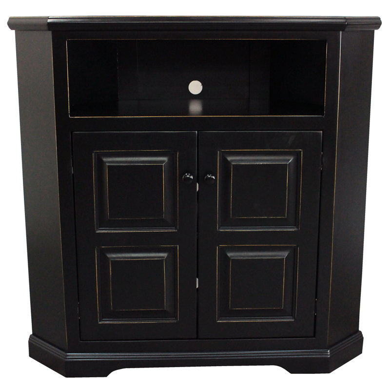 Marenisco Unfinished Corner TV Stand for TVs up to 43", Antique Black