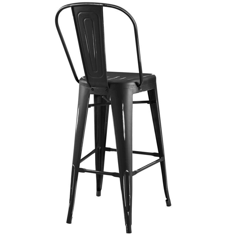 Promenade Black Metal Industrial Bar Stool
