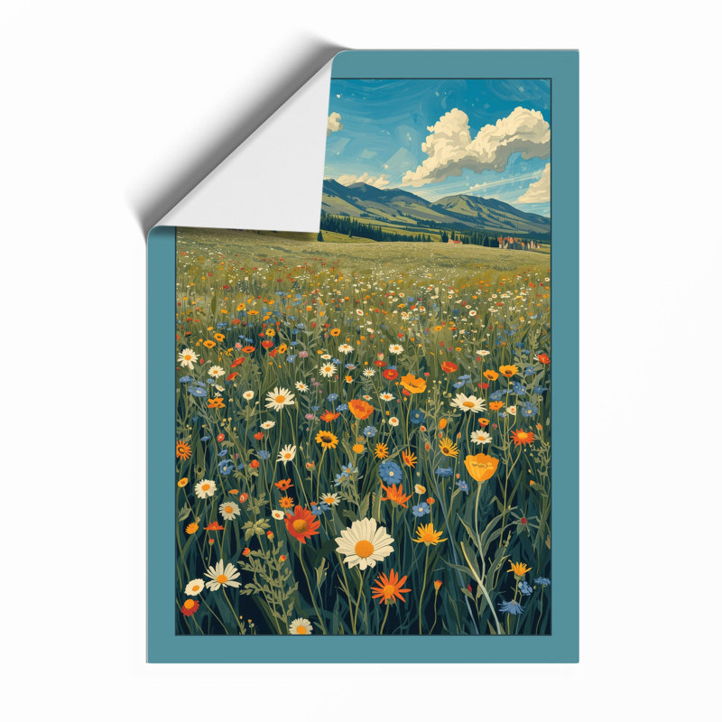 Mountain Meadow in Bloom Boho - Framed Print, A4 - 29.7 x 21.0 cm, Unframed