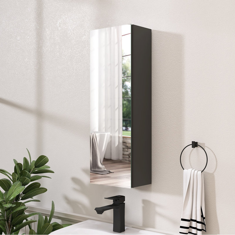 Armoire à pharmacie sans cadre avec miroir et 2 tablettes réglables l 10 po x H 10 po Mitrita, Gauche