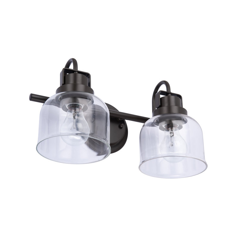 Bronze and Black 2-Light Dimmable Vanity Light with Clear Glass Shades