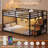 Low Bunk Bed With Storage Staircase, Drawers And Shelves, Led Lights, Power Outlet, Full-length Guardrail, For Small Space-2124687566-2134035558