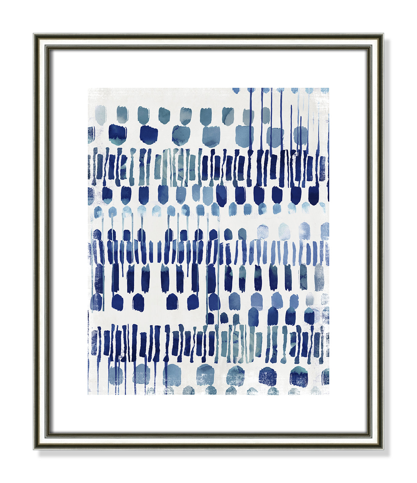 Fynn "Continuously I" Painting by Eva Watts, White, Silver Framed Paper, 19" H x 16" W x 0.875" D