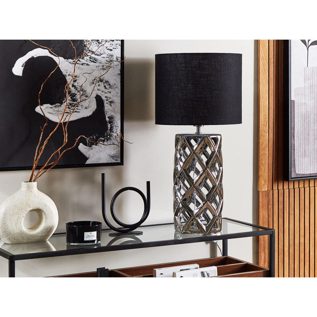 Ceramic Table Lamp Silver With Black Burkettsville