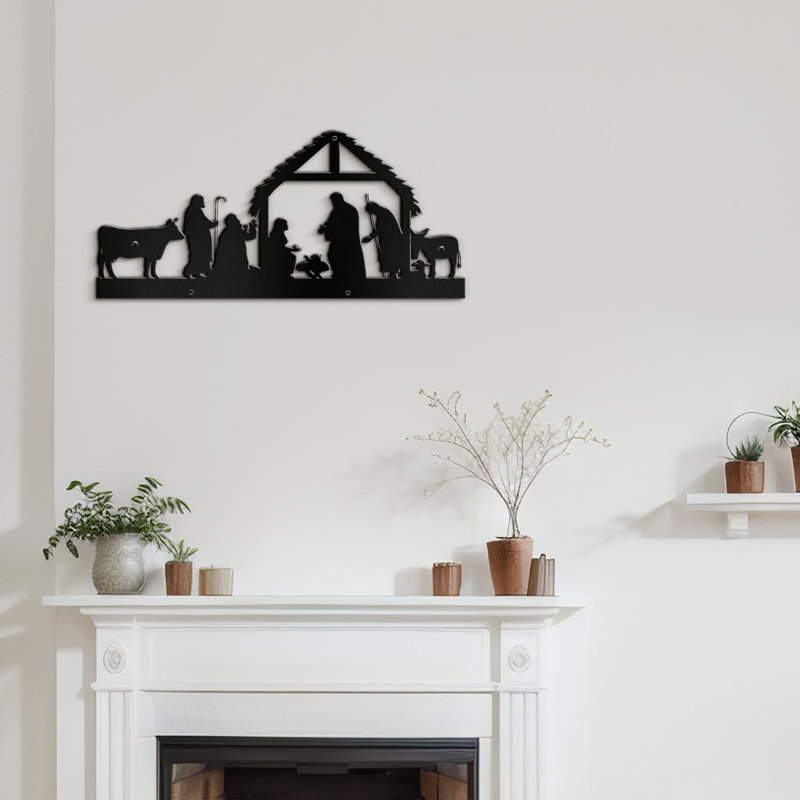 Décoration murale en métal, H 6 po x l 18 po x P 0,05 po, Noir