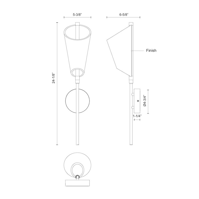 Mulberry 1 - Light LED Wallchiere, Black/Light Guide