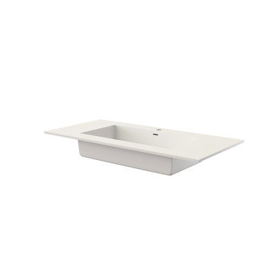 Lavabo de salle de bain en résine de pierre, surface solide, blanc mat, 39,2 po de profondeur, 18,63 po de largeur, 6,58 po de hauteur, 27,51 lb, adaptable à différentes configurations