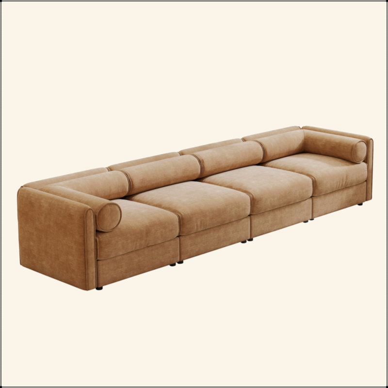 Canapé modulaire modulaire avec rangement, dossier cylindrique et accoudoirs, H 27,9 po x l 142,5 po x P 37,4 po, 4