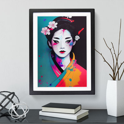 XV1022-4086X Splashed Geisha No.1 - Single Picture Frame Painting