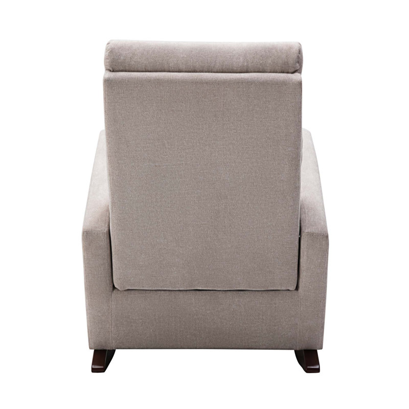 Fauteuil berçant à haut dossier Chrisann, 100% coton brun clair