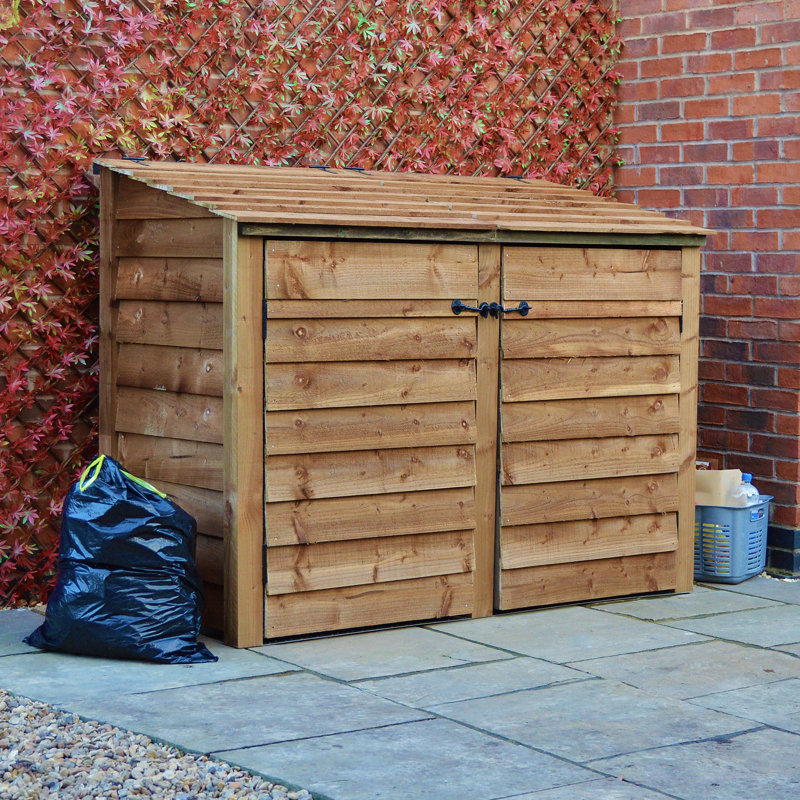 Elizabethtown Wooden Double Bay Wheelie Bin Store, Rustic Brown