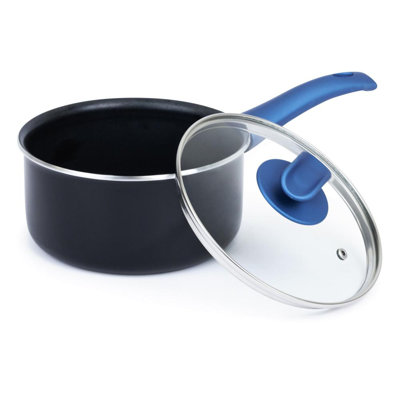 Marmite de cuisine antiadhésive YBM Home Classic, recouverte, poignées Stay-Cool, marmite à soupe, marmite, allant au four 350F, compatible avec toutes les plaques de cuisson à induction, va au lave-vaisselle, 6,75 pintes