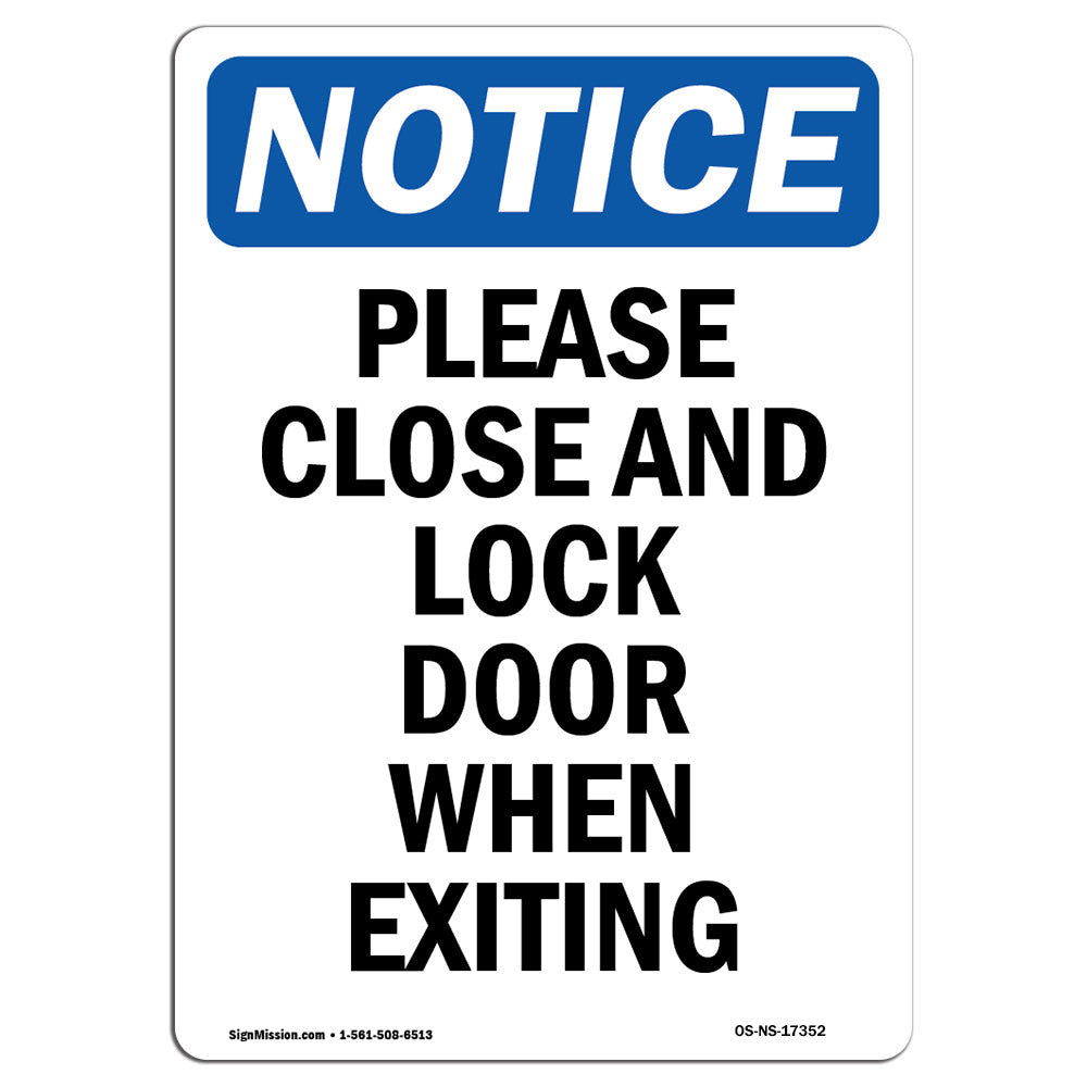 Enter / Exit Policies / Regulations Sign - Please Do Not Lock The Door