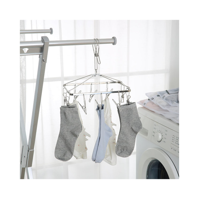YBM Home Underwear Drying Rack with 10 Clips to Dry Towels, Bras, Socks, Baby Clothes, Lingerie and Linens - Stainless Steel Laundry Hanging Rack