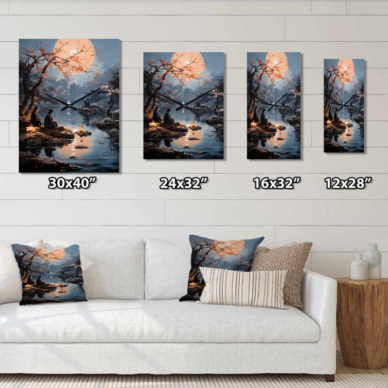 Madilynn - Horloge murale japonaise surdimensionnée, H 40 po x l 30 po x P 1 po