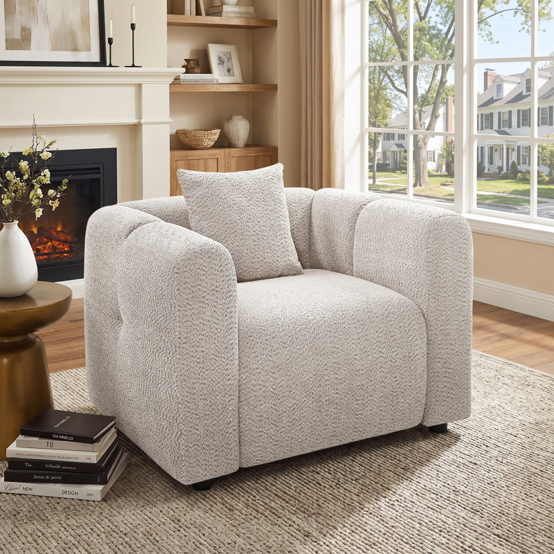 Fauteuil d'appoint rembourré 42,91 pouces Jasey, Polyester kaki clair
