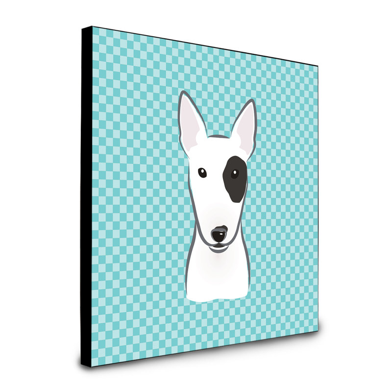 Panneau mural d’art Dungorbery, bleu, Bull terrier noir