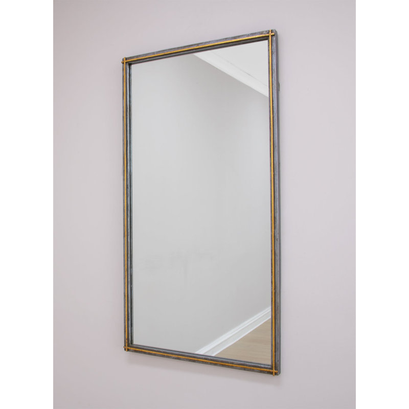 Lele Framed Mirror, Antiqued Gray/Gold Leaf