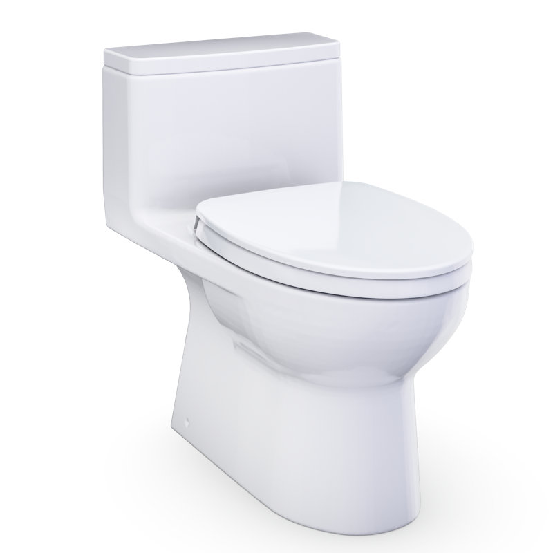 TOTO Redington 1G One-Piece Elongated 1.0 GPF WASHLET+ and Auto Flush Ready Universal Height Toilet with CEFIONTECT and SS124 SoftClose Seat, Bone - MS672124CUFG#03