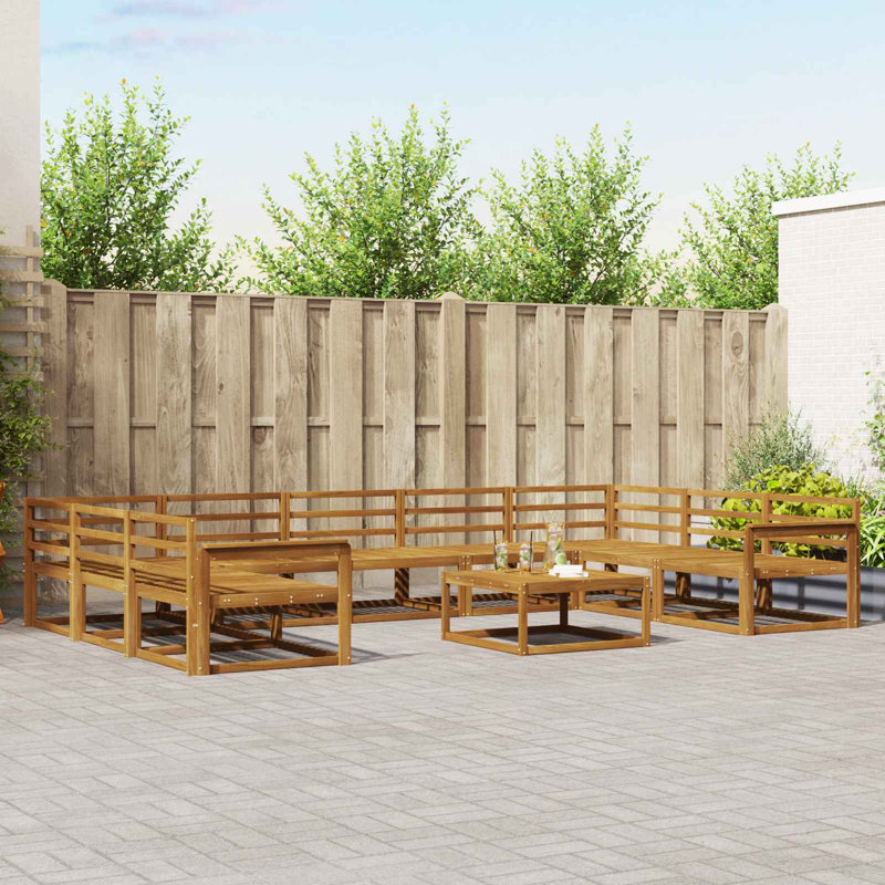  Outdoor Sofa Set 10 Pcs Natural Solid Acacia Wood