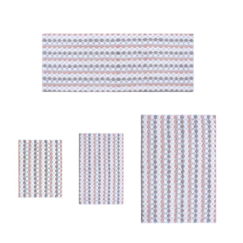 Macek 100% Cotton Bathroom Rug, Non Slip & Soft Shaggy Mat Machine Washable - 4PC Set, Orange