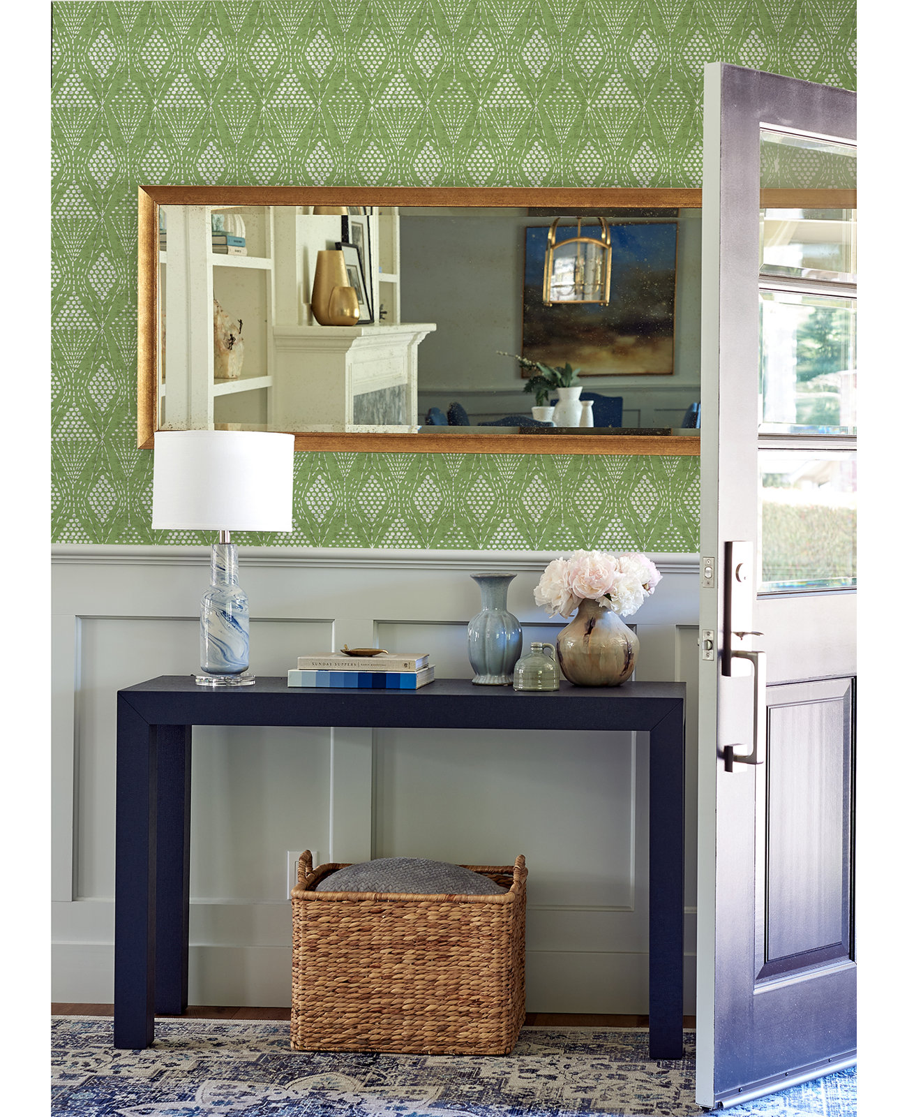 Aveta Geometric Wallpaper, Green