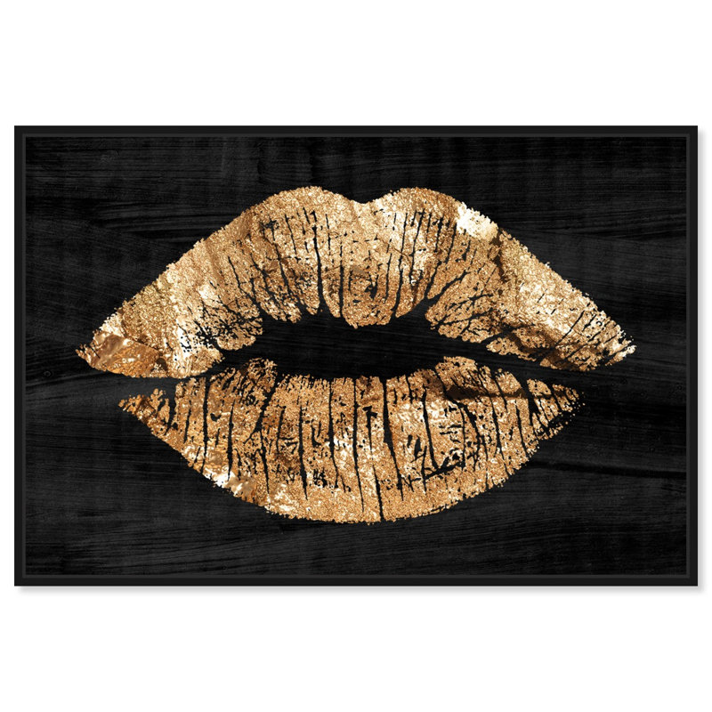 «Fashion and Glam Solid Kiss Night Lips», reproduction d'impression, Cadre noir, L 36 po x H 24 po