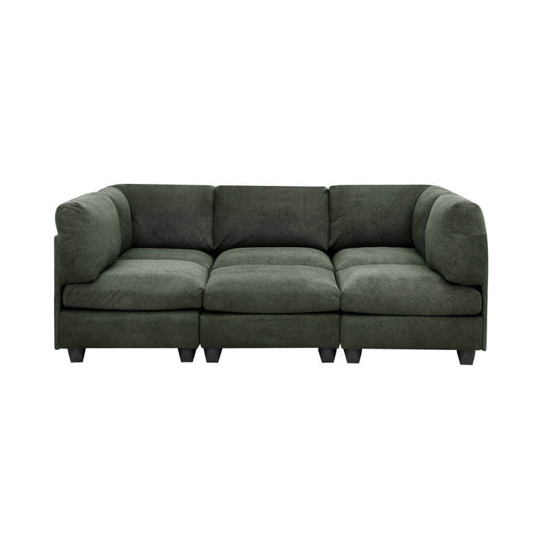 Upholstered Sectional Reversible, Green Polyester