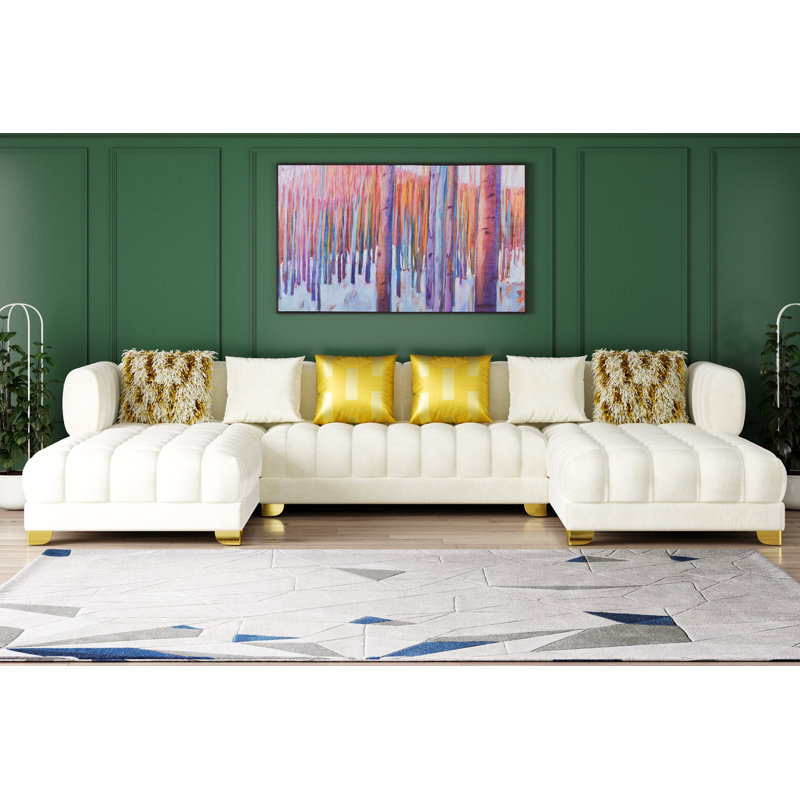 Canapé modulaire en velours Premium, Velours crème