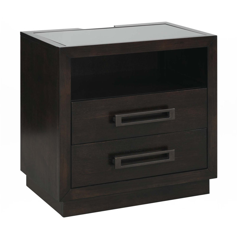 Table de chevet 1Pc de 2 tiroirs avec lumière à DEL et ports USB
