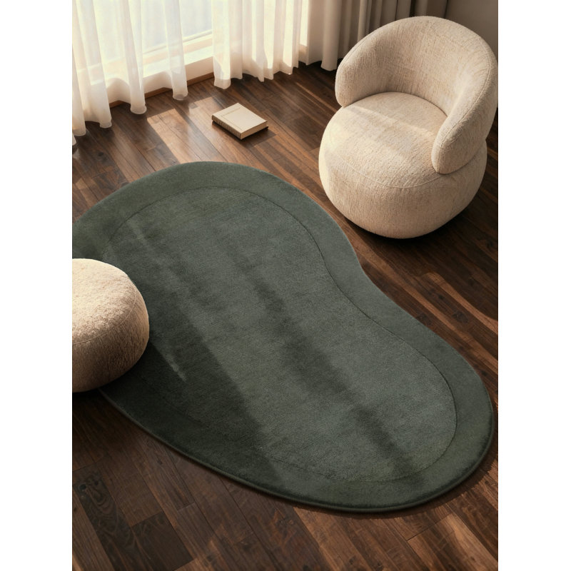 Villeroy & Boch Wool Rug Kivi - Soft Natural Living room Rug with Border, Handmade & Natural, Modern Design, Green