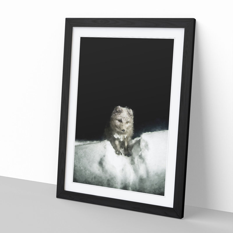 Arctic Snow Fox Vol.2 - Picture Frame Painting, Black Framed, 65cm H x 48cm W x 2cm D