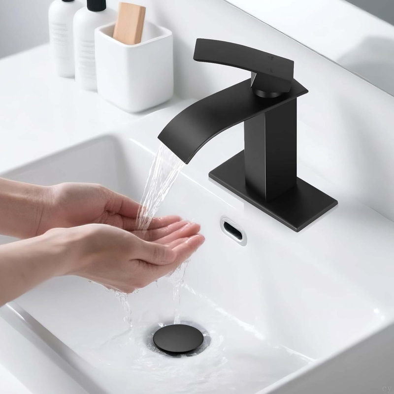 Classic Single Handle Bathroom Faucet Lavatory Faucet Stainless Steel Single Hole, Matte Black
