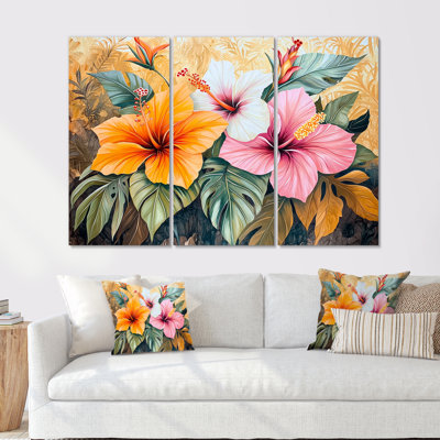 Hibiscus et héliconia à Hawaï I - ensemble d'art mural hibiscus