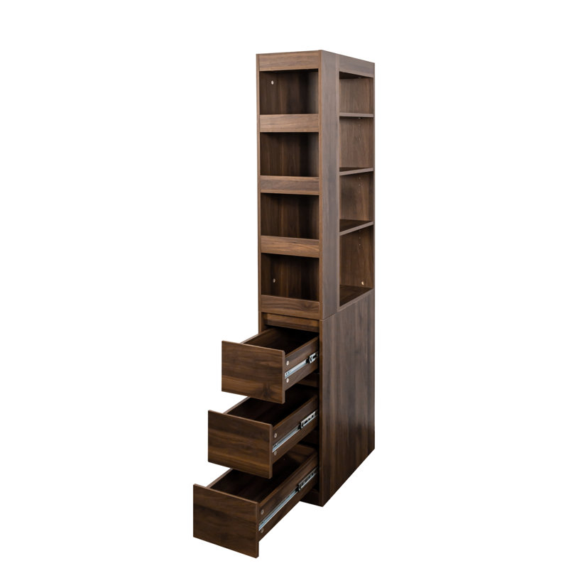 Armoire de rangement à 3 niveaux et à 3 tiroirs de 69,6 po de hauteur et 19,6 po de largeur et 11,59 po de largeur pour la salle à manger