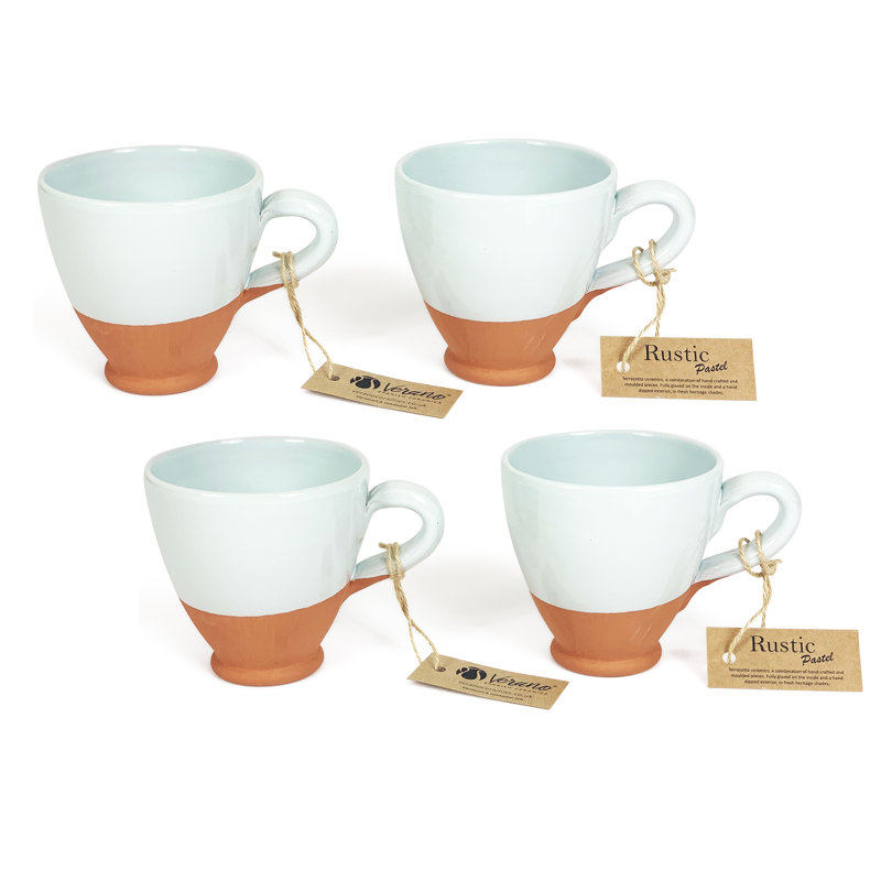 Verano Rustic Pastel Handmade Ceramic Coffee Mug, White