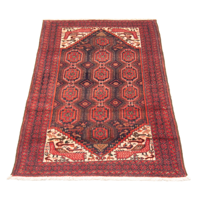 Tapis bleu marine en laine noué à la main de conception unique 2 pi 11 po x 5 pi 4 po Hesperus