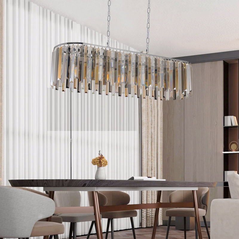 Lustre - Plafonnier ovale de luxe en cristal de style moderne (aucune ampoule)